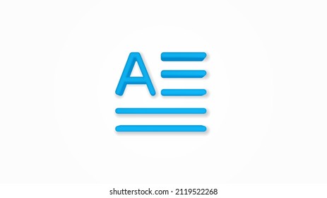 text content, block, newspaper article realistic icon. 3d vector illustration. Isolated line color pictogram. Transparent shadows