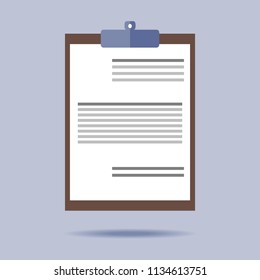 
Text or contract on a folder-tablet for paper on a gray background. Vector illustration. Flat design for business financial marketing banking advertising web concept cartoon illustration.