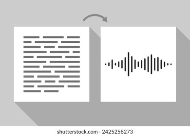 Text is converting to speech, concept of speech generated from textual data using special software, speech synthesis, text-to-speech process