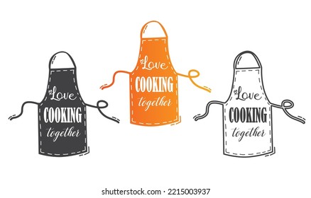 Text in a cooking apron: Love cooking together.