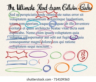Símbolos de corrección de texto en la ilustración de papel