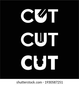 TEXT CUT LOGO WITH THE CONCEPT OF CUTTERS