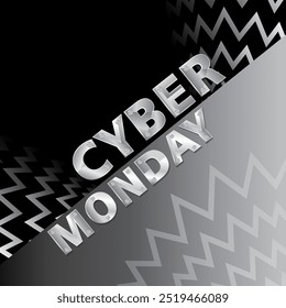 Texto Cyber Monday sobre fundo preto. Promoção nas redes sociais e outras