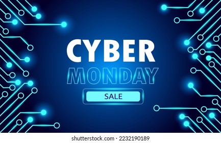 Text CYBER MONDAY SALE on blue background