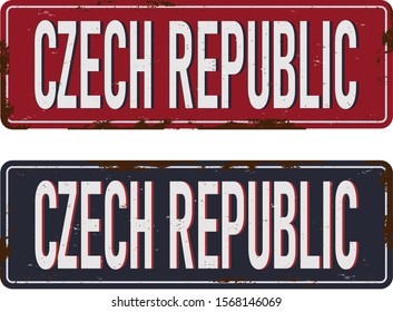 Text CZECH REPUBLIC distressed grunge rusty metal look.