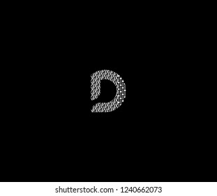 Text D Letter Monogram with Twister Floral Dots List Pattern Logotype