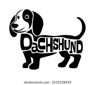 a text of dachshund in the body shape of the dog