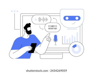 Análisis de datos de texto con ilustración vectorial de concepto abstracto PNL. Análisis de datos. El procesamiento de lenguaje natural analiza datos de texto, medios sociales, comentarios de los clientes. Tecnología AI. metáfora abstracta.