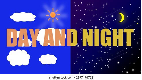 Text "DAY AND NIGHT" with sky background
