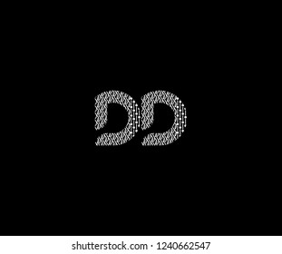 Text DD Letter Monogram with Twister Floral Dots List Pattern Logotype