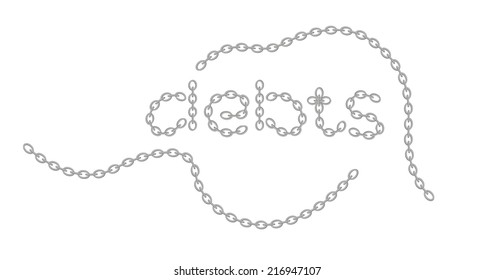 text debts created from chain on white background, vector, isolated