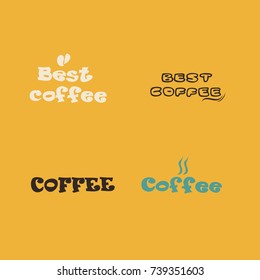 Text decoration. Coffee text. Cafe interior template design. Set. 