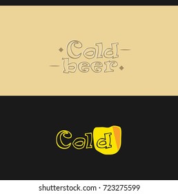 Text decoration. Cold beer - text. Logo for beer festival or bar promotion.