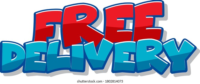 Text delivery banner on white background illustration