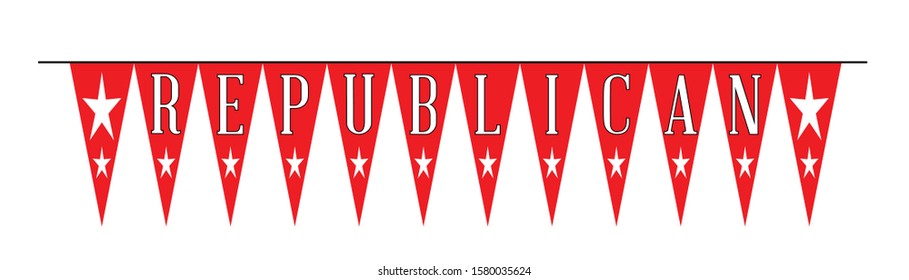 The text Democrat as a line of blue bunting on a white background