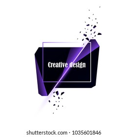 Text design from a broken crystal and many fragments. Vector Text Template
