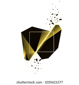 Text design from a broken crystal and many fragments. Vector Text Template