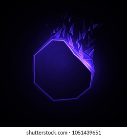 Text design from a broken crystal and many fragments. Vector Text Template