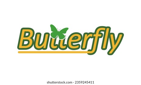 text design with butterfly writing
