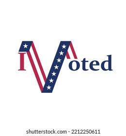 Concepto de diseño de texto VOTADO. Votar en Estados Unidos. Iconos de las elecciones de plantillas. Etiqueta del voto.