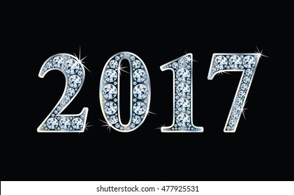 Text  design from diamonds, concept for new year 2017. Vector illustration.