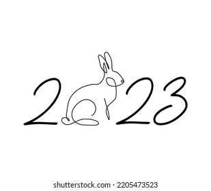 Diseño de texto Feliz Año Nuevo 2023. Símbolo de 2023. Para folleto, postal, plantilla de diseño de banners. Ilustración vectorial.