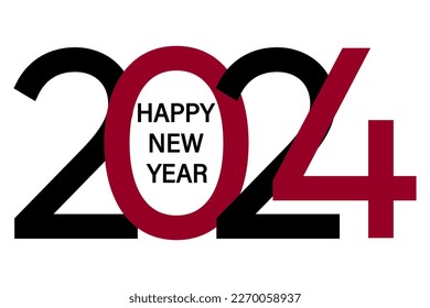 Text design Happy New Year 2024. Cover for 2024. Brochure, postcard, banner design template. Vector illustration. Isolated on white background.