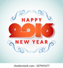 Text design of happy new year 2016