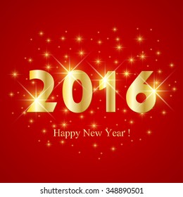 Text design Happy New Year 2016 on the red background . Vector illustration.