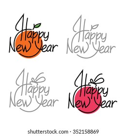 Text design of happy new year.
Vector  lettering.
