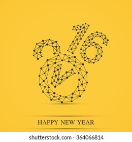 Text design Happy new year 2016 on the yellow background.