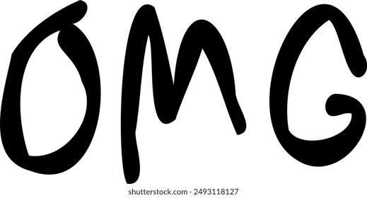 A text design of "OMG" that expresses surprise.