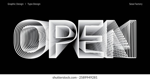 Text Design for Open Event with Line Drawing in 3D