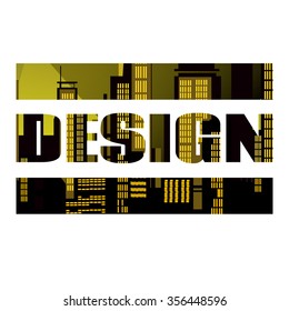 text design with the picture(city) inside