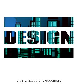 text design with the picture(city) inside