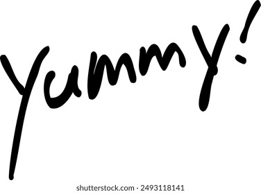 A text design of "yummy" that expresses deliciousness.