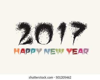 Text designed by sketch pen for New year 2017