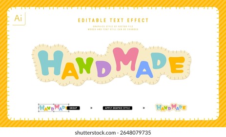 Text designed to look like it was sewn onto cloth.editable text effect style template.