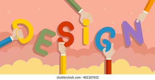 Text "Design".Vector Illustration