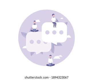 Text and Dialogue bubble. Vector illustration with Web communication idea for business, start up, marketing, telework, remote working and freelancing concept
