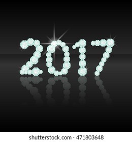 Text from diamonds 2017.New Year. Numbers, number, date.