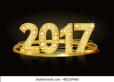 Text from diamonds 2017.New Year. Numbers, number, date.