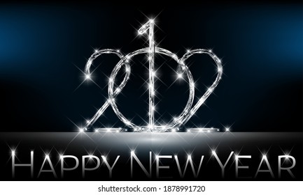 Text from diamonds 2021. Luxury, gemstone style numbers. vector illustration. Happy new year.
