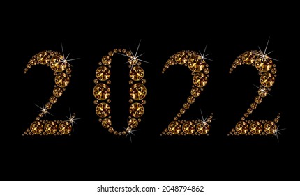 Text aus Diamanten 2022, Edelstein- und Goldsteine, Vektorgrafik. 