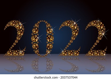 Text from diamonds 2022, gemstone styled numbers, vector illustration. 