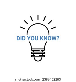 text of did you know on thin line lightbulb. flat linear minimal style modern logotype graphic art design isolated on white background. concept of fyi like for your information and top tips or hint