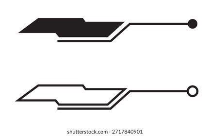 The text discusses digital callouts, footnotes icon. Minimal vector illustration featuring two stylized circuit connector shapes in black and white, suitable for tech design, electronics themes.