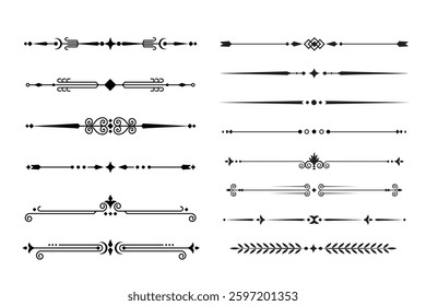 text divider ornament bundle design element, Decorative elegant retro fancy lines dividers frame border for text vector abstract hand drawn