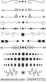 Text Divider thin line icons set. Simple separator black contour symbol isolated.