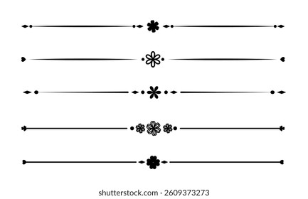 Text Divider Vectors. Separator vintage. decorative line. Set of Vintage decorative lines. 